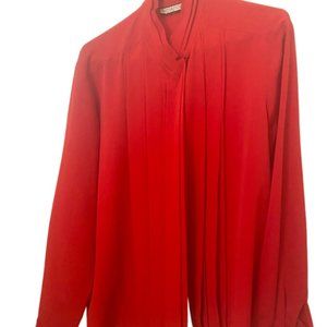 Vintage Notations Red Pleated Blouse - Size L